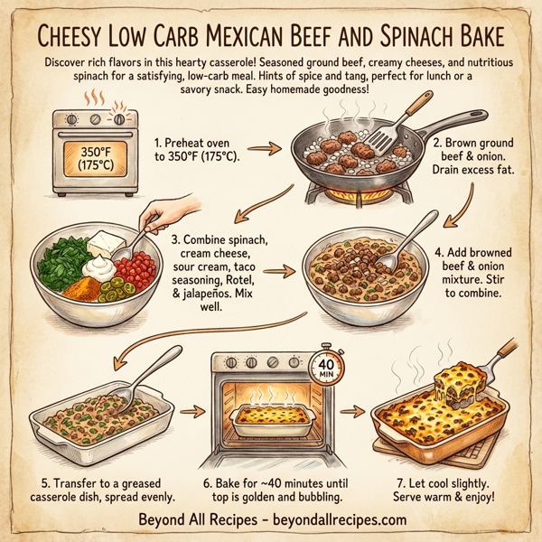 Cheesy Low Carb Mexican Beef and Spinach Bake instructions