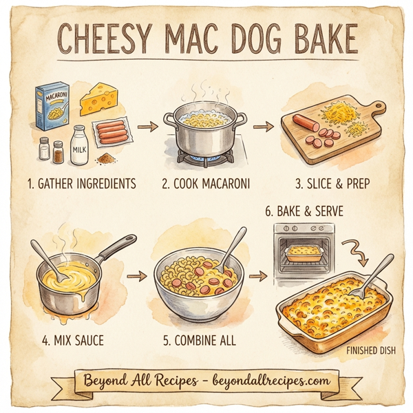Cheesy Mac Dog Bake instructions