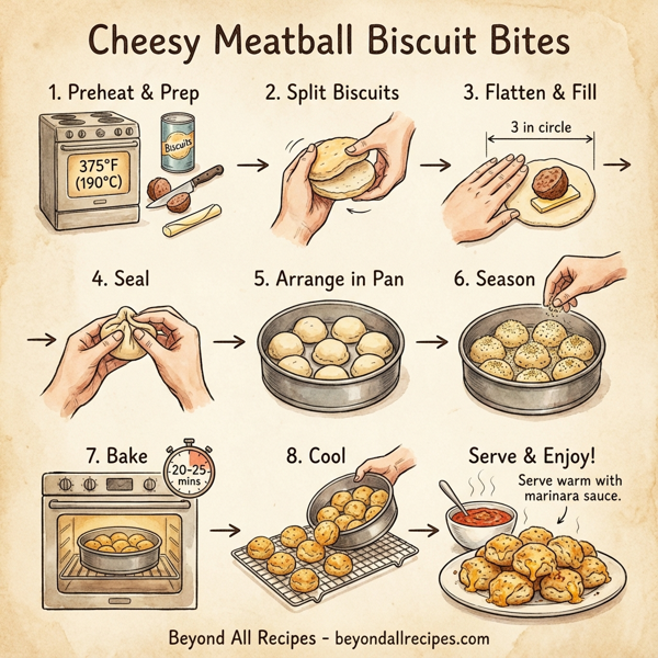 Cheesy Meatball Biscuit Bites instructions