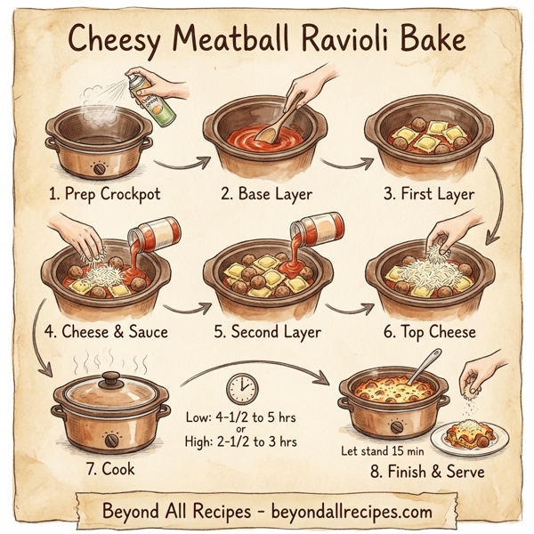 Cheesy Meatball Ravioli Bake instructions