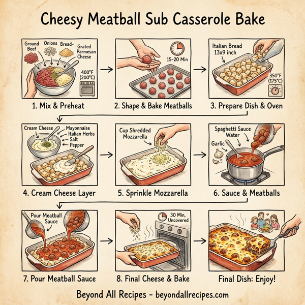 Cheesy Meatball Sub Casserole Bake instructions