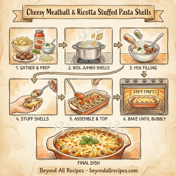 Cheesy Meatball & Ricotta Stuffed Pasta Shells instructions