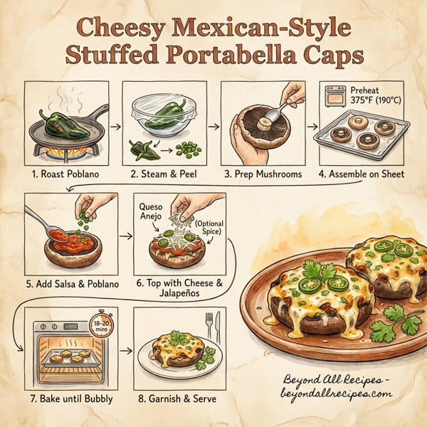 Cheesy Mexican-Style Stuffed Portabella Caps instructions