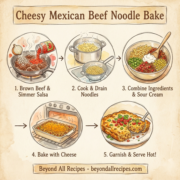 Cheesy Mexican Beef Noodle Bake instructions