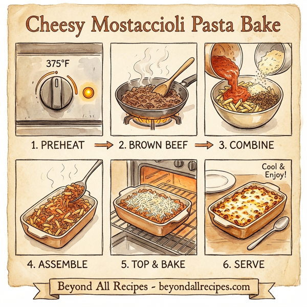 Cheesy Mostaccioli Pasta Bake instructions