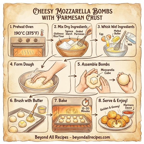 Cheesy Mozzarella Bombs with Parmesan Crust instructions