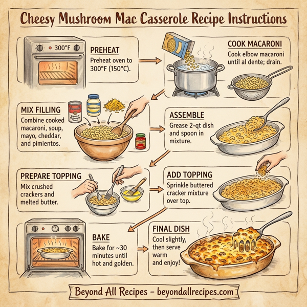 Cheesy Mushroom Mac Casserole instructions