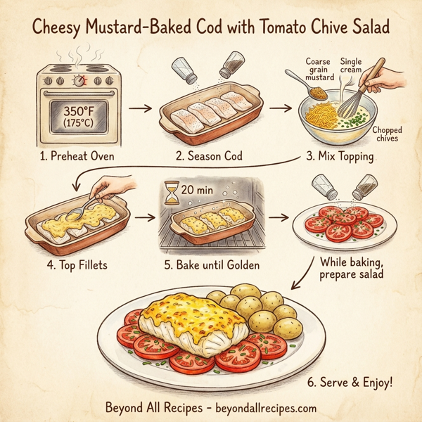 Cheesy Mustard-Baked Cod with Tomato Chive Salad instructions