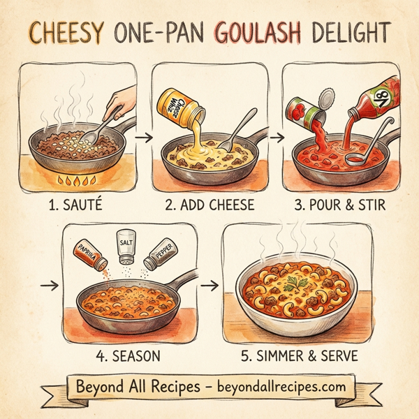 Cheesy One-Pan Goulash Delight instructions