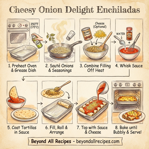 Cheesy Onion Delight Enchiladas instructions