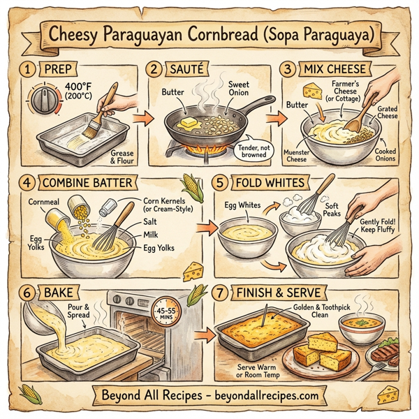 Cheesy Paraguayan Cornbread (Sopa Paraguaya) instructions