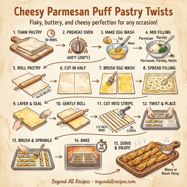 Cheesy Parmesan Puff Pastry Twists instructions
