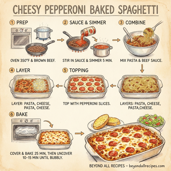 Cheesy Pepperoni Baked Spaghetti instructions