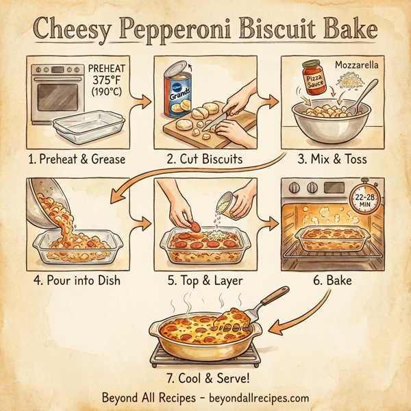 Cheesy Pepperoni Biscuit Bake instructions