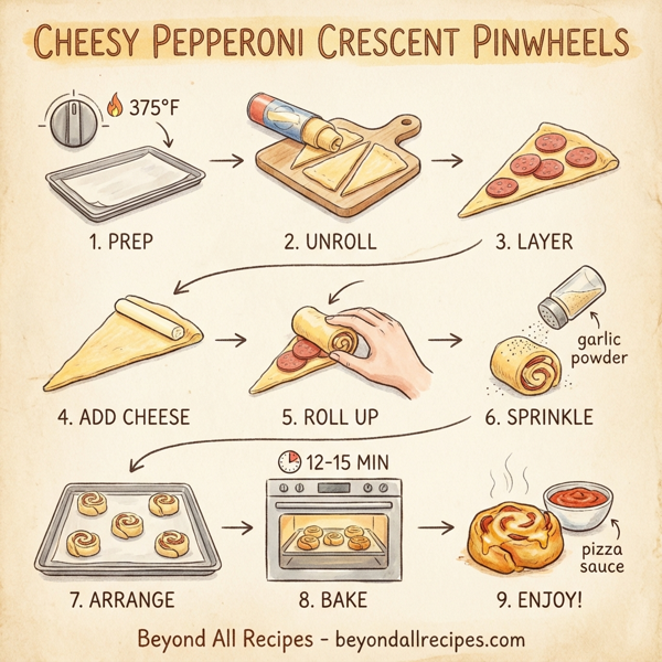 Cheesy Pepperoni Crescent Pinwheels instructions