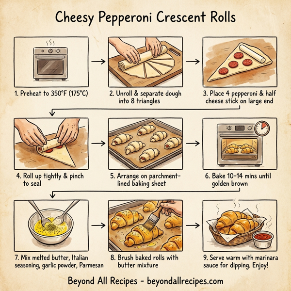 Cheesy Pepperoni Crescent Rolls instructions