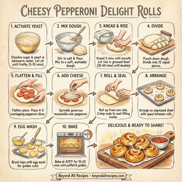 Cheesy Pepperoni Delight Rolls instructions