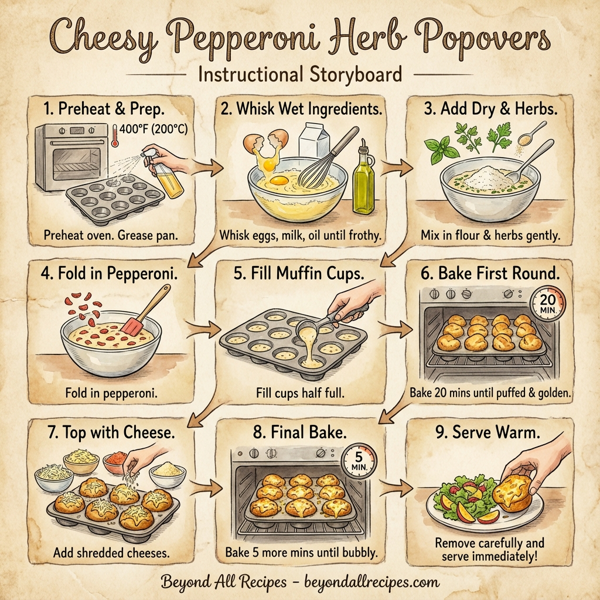 Cheesy Pepperoni Herb Popovers instructions