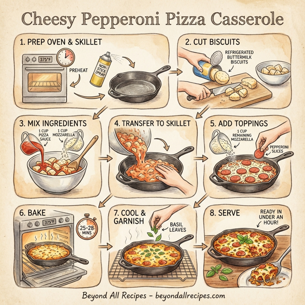Cheesy Pepperoni Pizza Casserole instructions