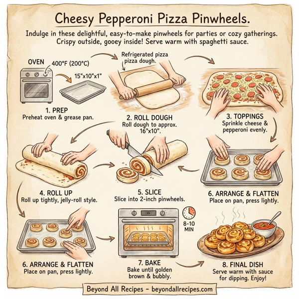 Cheesy Pepperoni Pizza Pinwheels instructions