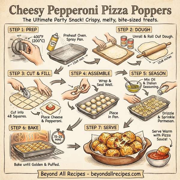 Cheesy Pepperoni Pizza Poppers instructions