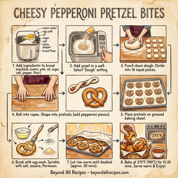 Cheesy Pepperoni Pretzel Bites instructions