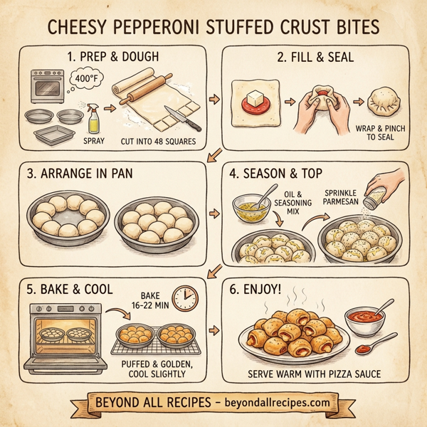 Cheesy Pepperoni Stuffed Crust Bites instructions