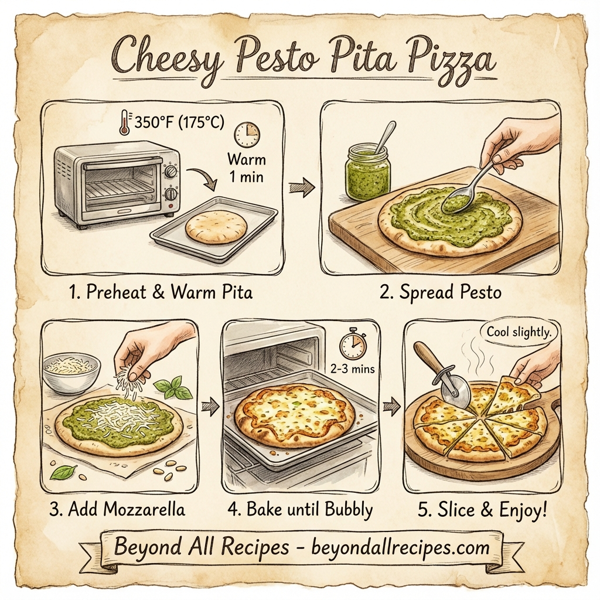 Cheesy Pesto Pita Pizza instructions