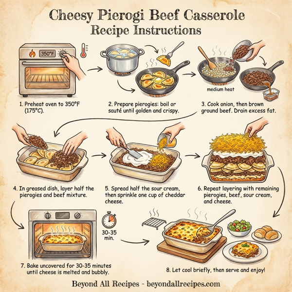 Cheesy Pierogi Beef Casserole instructions