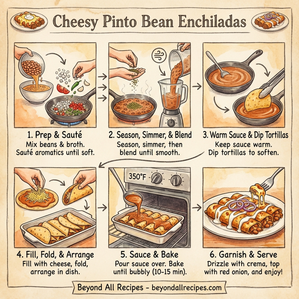 Cheesy Pinto Bean Enchiladas instructions