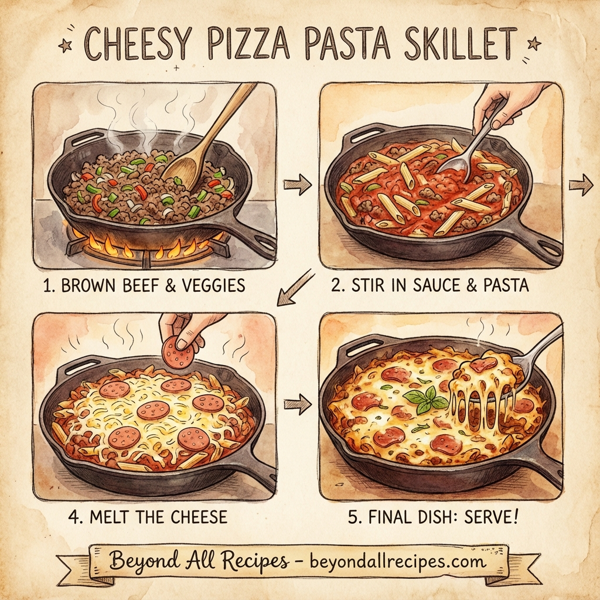 Cheesy Pizza Pasta Skillet instructions
