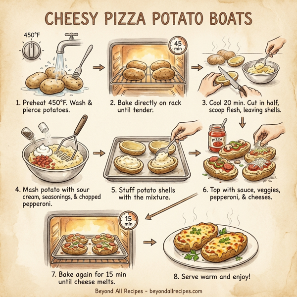 Cheesy Pizza Potato Boats instructions