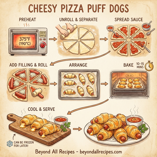 Cheesy Pizza Puff Dogs instructions