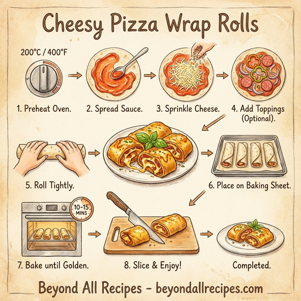 Cheesy Pizza Wrap Rolls instructions