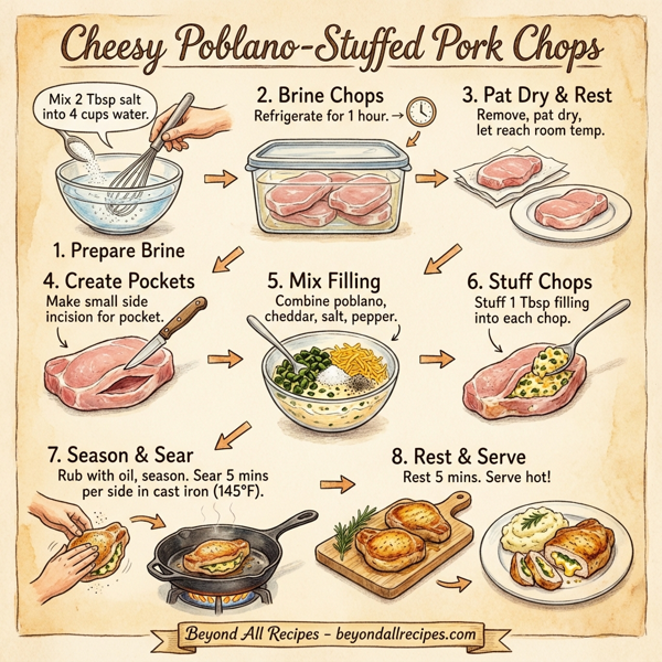 Cheesy Poblano-Stuffed Pork Chops instructions