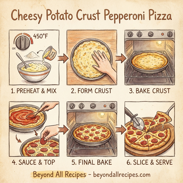 Cheesy Potato Crust Pepperoni Pizza instructions