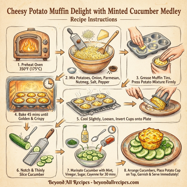 Cheesy Potato Muffin Delight with Minted Cucumber Medley instructions
