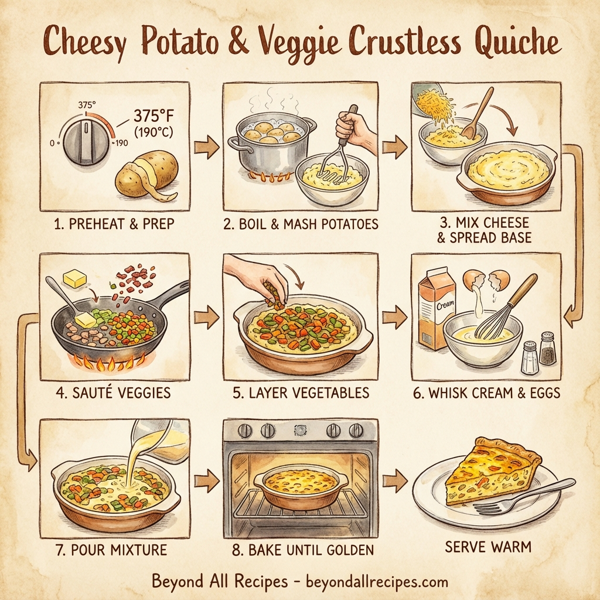 Cheesy Potato & Veggie Crustless Quiche instructions