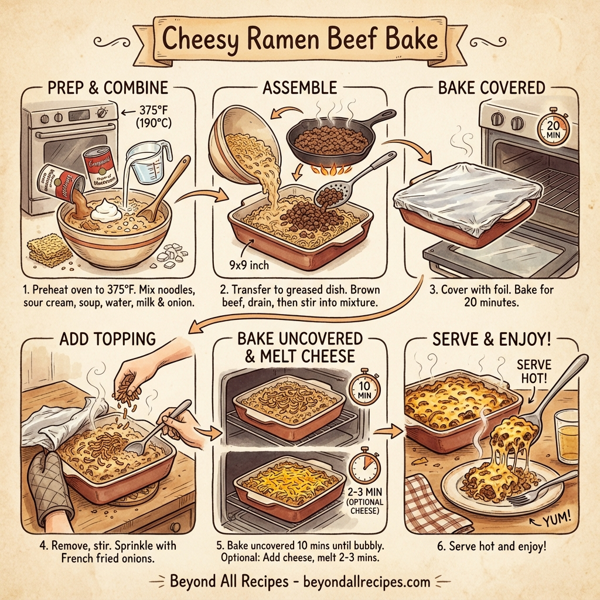Cheesy Ramen Beef Bake instructions