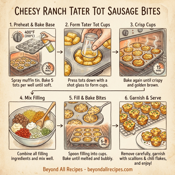 Cheesy Ranch Tater Tot Sausage Bites instructions