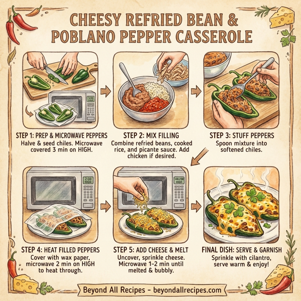 Cheesy Refried Bean & Poblano Pepper Casserole instructions
