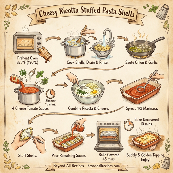 Cheesy Ricotta Stuffed Pasta Shells instructions