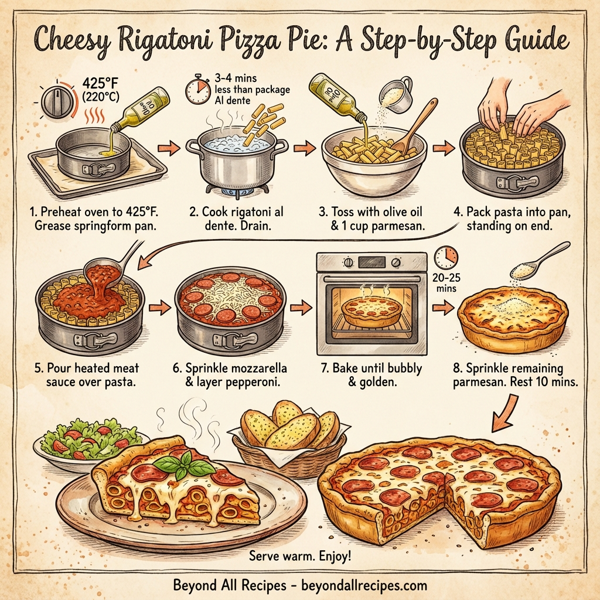 Cheesy Rigatoni Pizza Pie instructions