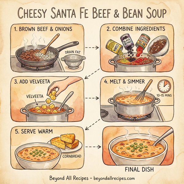 Cheesy Santa Fe Beef & Bean Soup instructions