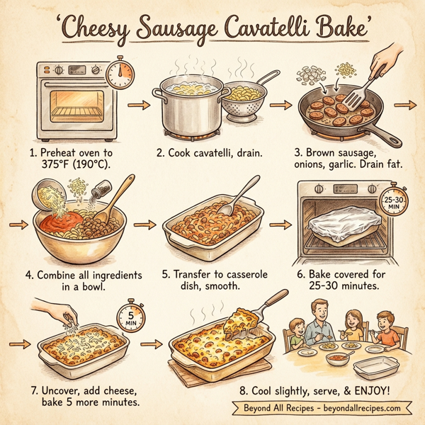 Cheesy Sausage Cavatelli Bake instructions