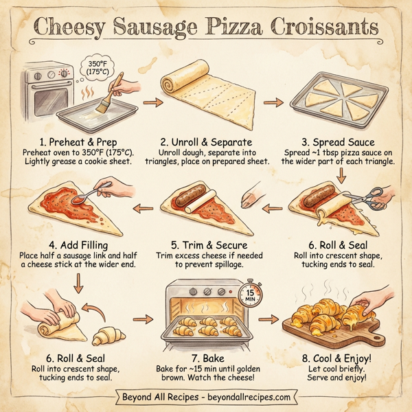Cheesy Sausage Pizza Croissants instructions