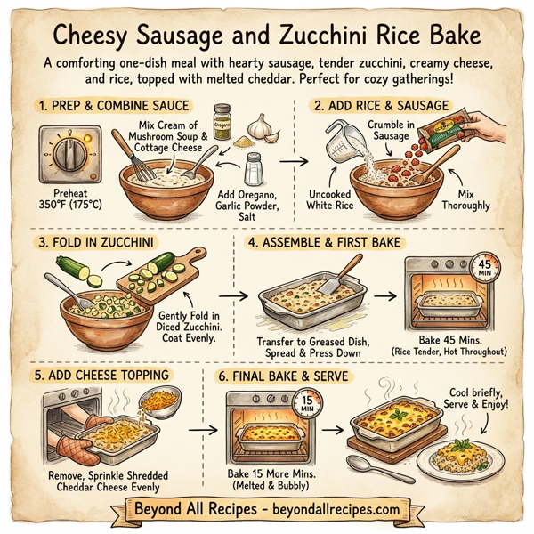 Cheesy Sausage and Zucchini Rice Bake instructions