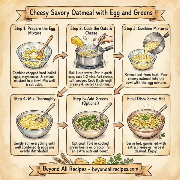 Cheesy Savory Oatmeal with Egg and Greens instructions
