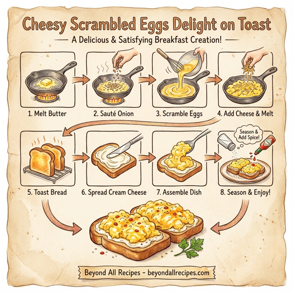 Cheesy Scrambled Eggs Delight on Toast instructions
