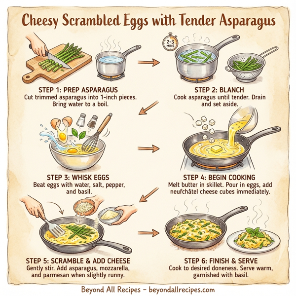 Cheesy Scrambled Eggs with Tender Asparagus instructions